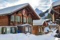 Typical old house in small village of Murren in Switzerland Royalty Free Stock Photo