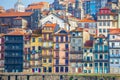 Typical old houses with colorful facades at Ribeira district, Porto, Portugal Royalty Free Stock Photo