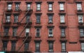 The typical old houses with fire stairs in Manhattan New York Royalty Free Stock Photo