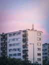 Typical old panel apartment block of flats with a lot of windows in Budapest, Hungary Royalty Free Stock Photo