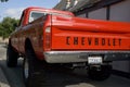 Typical old red American Chevrolet pickup truck