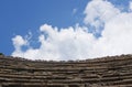 Typical old round stairs view under blue sky