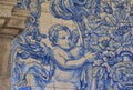 Typical old tiles of Portugal, detail of a classic ceramic tiles azulejo Royalty Free Stock Photo