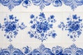 Typical old tiles of Portugal, detail of a classic ceramic tiles azulejos Royalty Free Stock Photo