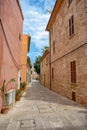 Typical old town in Mallorca with a narrow street. Alcudia. Balearic Islands Spain Royalty Free Stock Photo