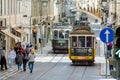 Lisbon typical tram cityscape, Portugal Royalty Free Stock Photo