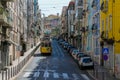 Lisbon typical tram cityscape, Portugal Royalty Free Stock Photo