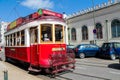 Lisbon typical tram cityscape, Portugal Royalty Free Stock Photo