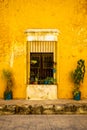 Typical old yellow house at the magical town of Izamal in Yucatan Royalty Free Stock Photo