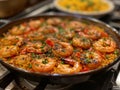 Typical paella from Spain, specifically from Palma de Mallorca.