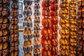 Typical painted wooden shoes in a Dutch souvenir shop in the old city center of Amsterdam Royalty Free Stock Photo