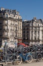 Typical Parisian architecture. The facade with french balconies