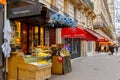 Typical Parisian cafe Christmas decorated in Paris