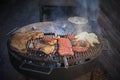 Typical Parrillada  Latin American barbecue for cooking on live coal no flame.Traditional  Asado Argentino Royalty Free Stock Photo