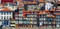 typical Porto houses next to the Douro River, picturesque architecture of lined houses and bright colors. Portugal Royalty Free Stock Photo