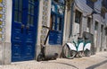 typical portugal old street with blue doors