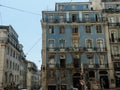 Typical Portuguese Architecture: Tile Azulejos Facade with Antique Windows And Balcony - Portugal Royalty Free Stock Photo