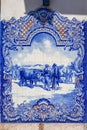 Typical Portuguese Azulejos (Blue tiles) depicting typical regional scenes