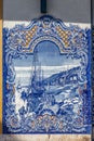 Typical Portuguese Azulejos or Blue tiles with traditional rural scenes