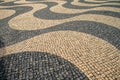 Typical portuguese cobblestone pavement pattern . black and whit Royalty Free Stock Photo