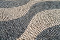 Typical portuguese cobblestone pavement pattern . black and whit Royalty Free Stock Photo