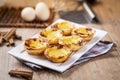 Typical Portuguese custard pies, `Pastel de Nata` or `Pastel de Belem`