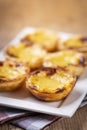 Typical Portuguese custard pies, `Pastel de Nata` or `Pastel de Belem` Royalty Free Stock Photo