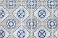 Typical Portuguese decorations on a wall with colored ceramic tiles. Traditional mosaic tiles Azulejos. Royalty Free Stock Photo