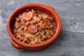 Typical portuguese dish beans with meat, vegetables and smoked sausages