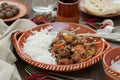 Typical portuguese dish feijoada with rice