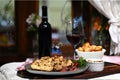 typical portuguese dish roasted codfish with onion garlic peppers and rustic babata lusitanian food fish