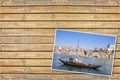 Typical portuguese wooden boats, called -barcos rabelos-, used i