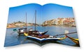 Typical portuguese wooden boats, called barcos rabelos, used in the past to transport the famous port wine Porto-Oporto-Portugal-