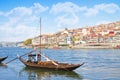 Typical portuguese wooden boats, called -barcos rabelos- used in