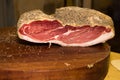 Ham ciccioli salami and bacon under spices typical products of Emilia Romagna Royalty Free Stock Photo