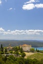 Typical Provencal town Aiguines with Lac de Sainte-Croix, Verdon Natural Park, Alpes-de-Haute-Provence, Provence, France Royalty Free Stock Photo