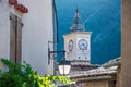 Typical Provence bell tower and village clock of Serres, Hautes-Alpes, France