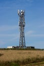 A typical radio and mobile phone network telecommunications tower situate in farmland near Groomsport in County Down, Northern Ire Royalty Free Stock Photo