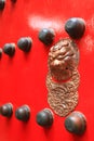 Typical red door of chinese palace Royalty Free Stock Photo