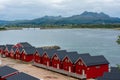 Typical red houses in the port of Svolvaer, Lofoten Islands,  Norway Royalty Free Stock Photo