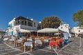 Typical Restaurant and small square, Cyclades, Greece