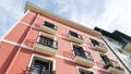 Typical restoration white and pink house Biarritz facades in the South West of France Royalty Free Stock Photo