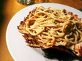 Typical roman pasta with cacio e pepe cheese and pepper sauce Royalty Free Stock Photo