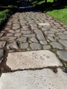 Typical Roman road made of large rounded stones.