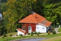 Typical romanian house in the autumn near Cantacuzino Castle, Romania Royalty Free Stock Photo