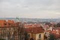 Typical roofs in Prague. Top view - roofs with red tiles in old buildings in Prague. Europe. Royalty Free Stock Photo