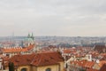Typical roofs in Prague. Top view - roofs with red tiles in old buildings in Prague. Europe. Royalty Free Stock Photo