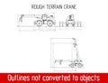 Typical rough terrane crane overall dimensions outline blueprint template