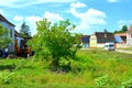 Typical rural landscape and peasant houses in the village Beia, Transylvania, Romania.