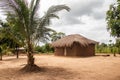 Typical rural mud-house in remote village in Africa, made by local materials